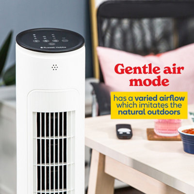 Russell Hobbs Tower Fan with Remote Control 1m Height 3 Speed Settings Oscillating 32W White RHTWR3S