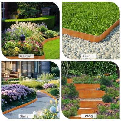 Rust-Connectable 40M Metal Garden Edging Corten Steel Lawn Edging ...