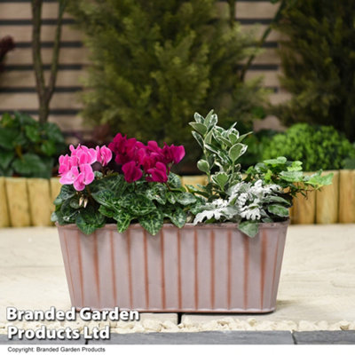 Rust Effect Trough Planter for Garden Outdoor Patio (x3)