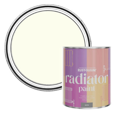 RustOleum Antique White Satin Radiator Paint 750ml DIY at B&Q