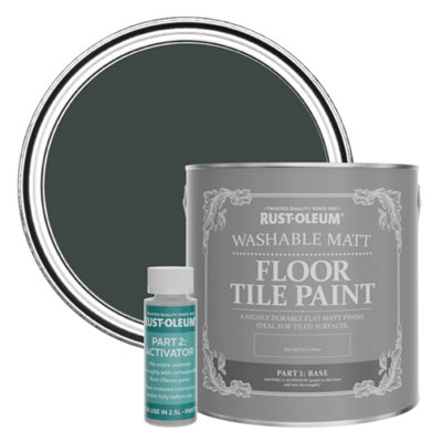 RustOleum Black Sand Washable Matt Floor Tile Paint 2.5L DIY at B&Q