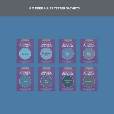 Rust-Oleum Blue Satin Kitchen Wall Tile Paint Tester Samples - 10ml