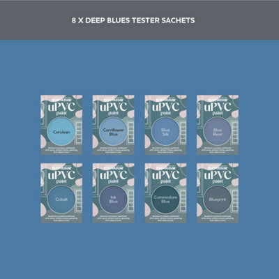 Rust-Oleum Blue Satin uPVC Paint Tester Samples - 10ml | DIY at B&Q