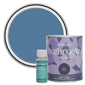 Rust-Oleum Blue Silk Gloss Bathroom Tile Paint 750ml