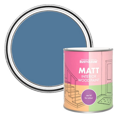 Rust-Oleum Blue Silk Matt Interior Wood Paint  750ml