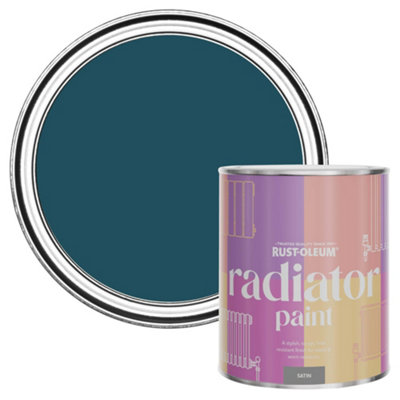 Rust-Oleum Commodore Blue Satin Radiator Paint 750ml | DIY at B&Q