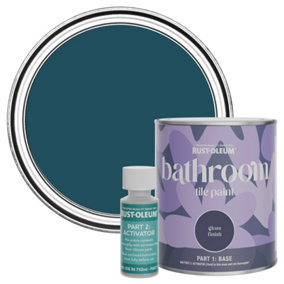 Rust-Oleum Commodore Blue Water-Resistant Bathroom Tile Paint in Gloss Finish 750ml