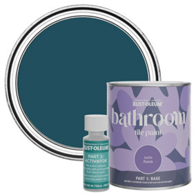Rust-Oleum Commodore Blue Water-Resistant Bathroom Tile Paint in Satin Finish 750ml