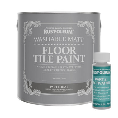 Rust-Oleum Cotton (White) Washable Matt Floor Tile Paint 2.5L