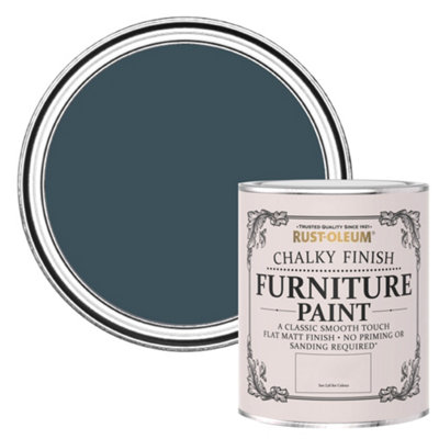 RustOleum Evening Blue Chalky Furniture Paint 750ml DIY at B&Q