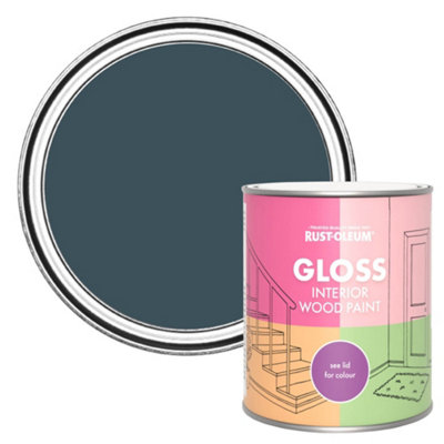 Rust-Oleum Evening Blue Gloss Interior Wood Paint 750ml