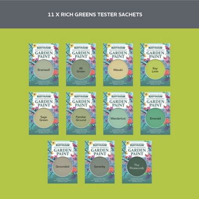 Rust-Oleum Green Satin Garden Paint Tester Samples - 10ml