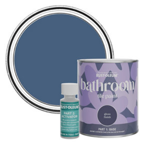 Rust-Oleum Ink Blue Gloss Bathroom Tile Paint 750ml