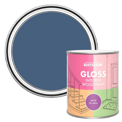 Rust-oleum Ink Blue Gloss Interior Wood Paint 750ml 