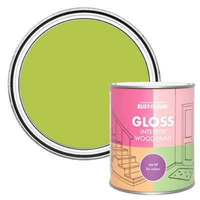 RustOleum Key Lime Gloss Interior Wood Paint 750ml DIY at B&Q