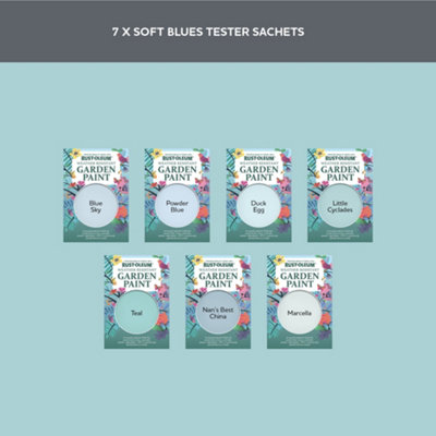 Rust-Oleum Light Blue Satin Garden Paint Tester Samples - 10ml