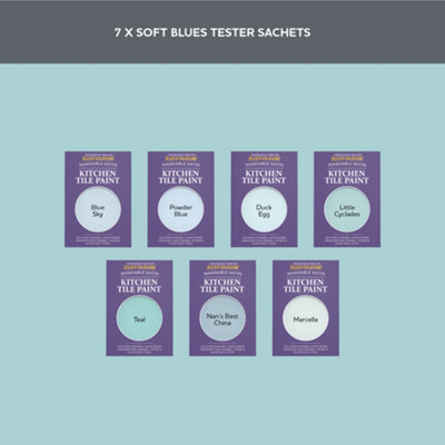 Rust-Oleum Light Blue Satin Kitchen Wall Tile Paint Tester Samples - 10ml