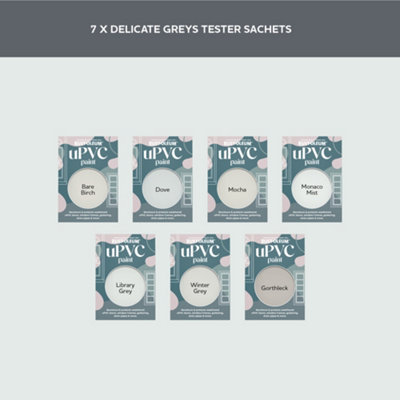 Rust-Oleum Light Grey Satin uPVC Paint Tester Samples - 10ml