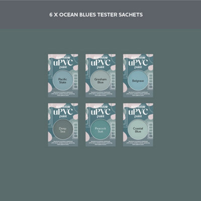 Rust-Oleum Mid Blue Satin uPVC Paint Tester Samples - 10ml