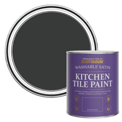 Rust-Oleum Natural Charcoal (Black) Satin Kitchen Tile Paint 750ml