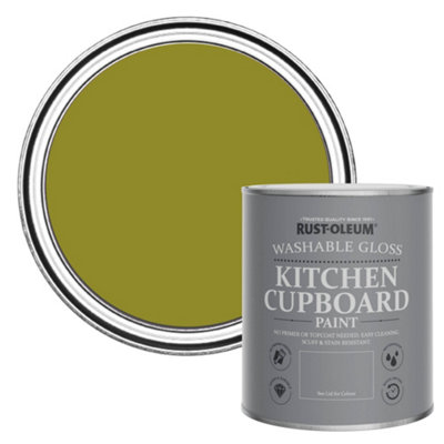 RustOleum Pickled Olive Gloss Kitchen Cupboard Paint 750ml DIY at B&Q
