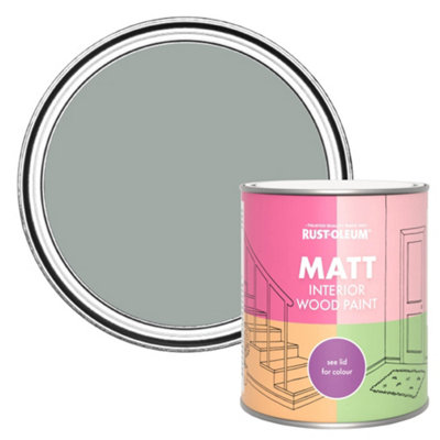 Rust-Oleum Pitch Grey Matt Interior Wood Paint  750ml