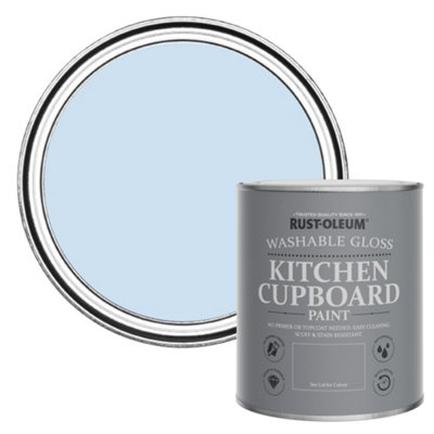 RustOleum Powder Blue Gloss Kitchen Cupboard Paint 750ml DIY at B&Q