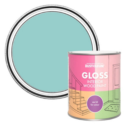 Buy RustOleum Teal Gloss Interior Wood Paint 750ml DIY at B&Q