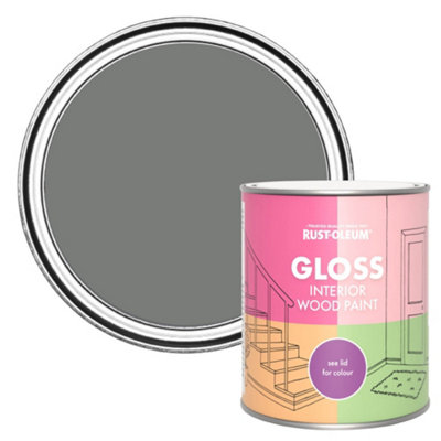 RustOleum Torch Grey Gloss Interior Wood Paint 750ml DIY at B&Q
