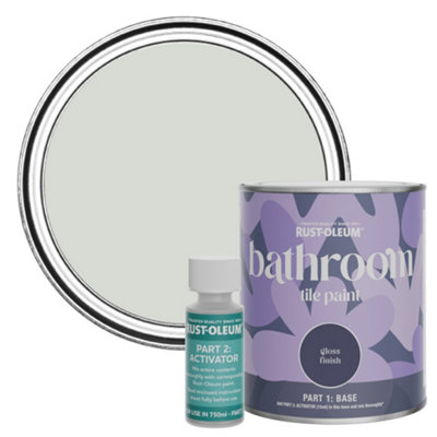 RustOleum Winter Grey Gloss Bathroom Tile Paint 750ml DIY at B&Q