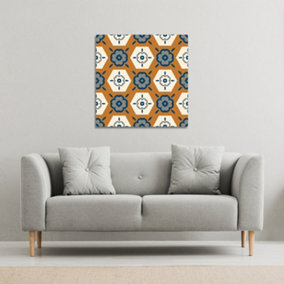 Rust orange background with gray, navy blue and beige (Canvas Print) / 127 x 127 x 4cm