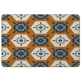 Rust orange background with gray, navy blue and beige (Placemat) / Default Title