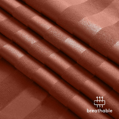 Rust/Orange Duvet Covet Set Single Double King Super King Size Bed Egyptian Stripe Quilt Covers With Pillowcase