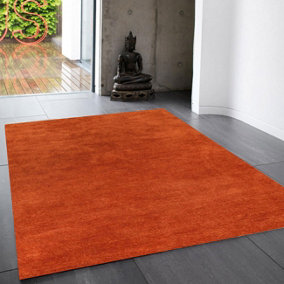 Rust Plain Modern Easy to Clean Soft Bedroom Dining Room And Living Room Rug -120cm X 170cm