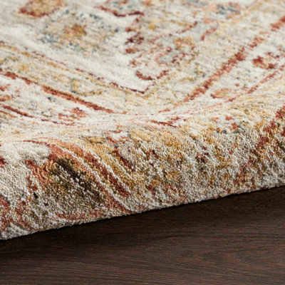 Rust Traditional Bordered Geometric Easy to clean Rug for Dining Room Bed Room and Living Room-160cm X 234cm - 6