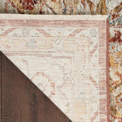 Rust Traditional Rug, 5mm Thick Anti-Shed Bordered Geometric Rug ...