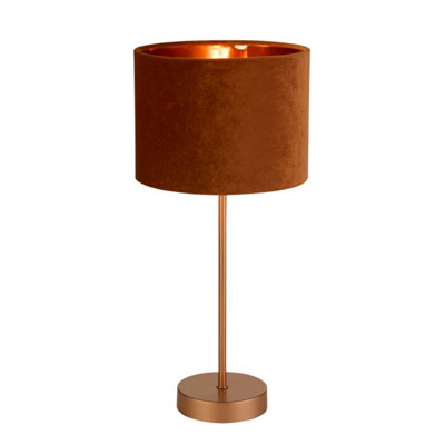RUST VELVET AND COOPER TABLE LAMP