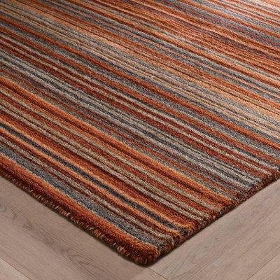 Rust Wool Handmade Modern Striped Easy to Clean Rug for Living Room and Bedroom-160cm X 230cm