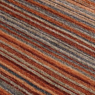 Rust Wool Handmade Modern Striped Easy to Clean Rug for Living Room and Bedroom-160cm X 230cm