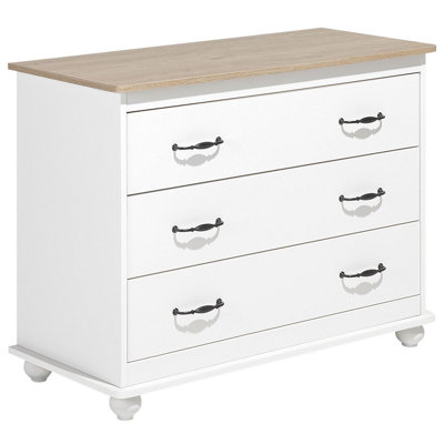 Rustic 3 Drawer Chest White EVERETT