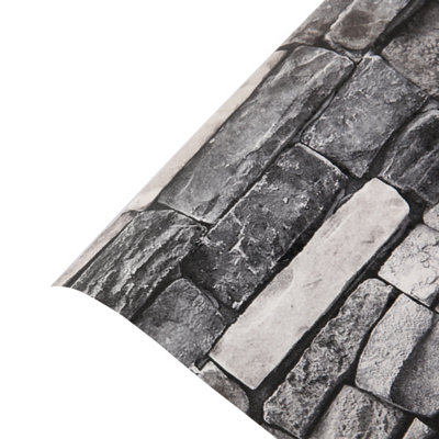 Rustic 3D Brick Wallpaper PVC Stone Vinyl Patterned Grey Wallpaper 950 cm