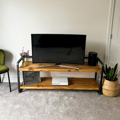 Rustic and Industrial Handmade TV Unit - 40(H)x40(D)x200(W)cm