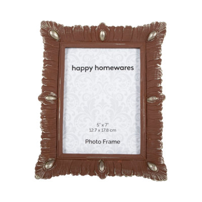 Rustic Antique Bronze 5x7 Rectangular Picture Frame with Brushed Gold