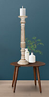 Rustic Antique Carved Wooden Pillar Church Candle Holder Natural, Extra Large 45cm high