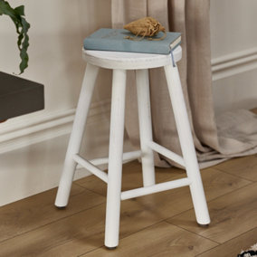 Rustic Antique White Hallway Room Kitchen Furniture Side Table Stool