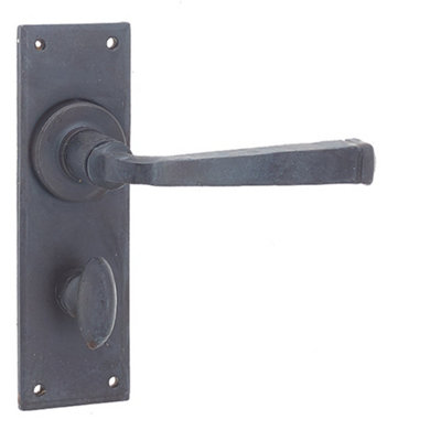Rustic Beeswax Door Handle with Backplate for Bathrooms - Interior Lever on Backplate