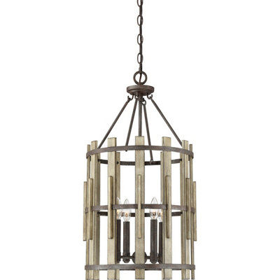 Rustic Black 4 Bulb Ceiling Pendant Light with E14 LED Fitting