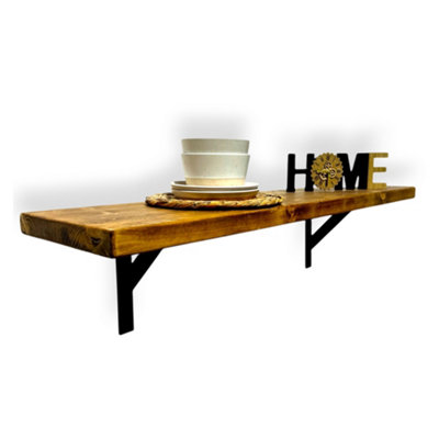 Rustic Breakfast Bar Wall Mounted Industrial 30cm Solid Wood BT01 ...