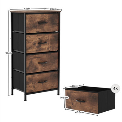 Rustic Brown Modern Chorley 4 Drawer Chest of Drawers Storage