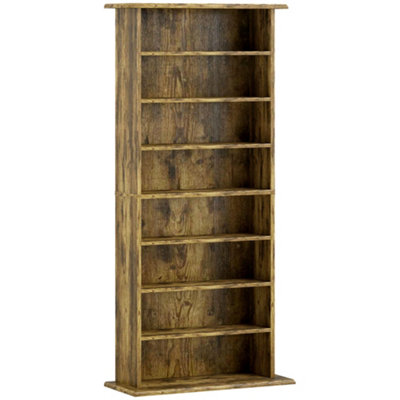 Rustic Brown Wooden CD Storage Unit - 360-Disc Capacity, 8 Compartments ...